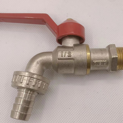 Fabrieksvoorziening 1/2 nikkel bekleed met stalen handvat tuin messing bibcock water kraan